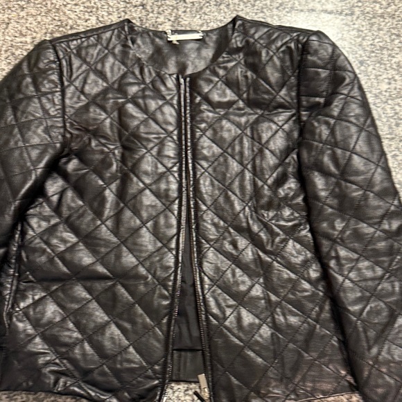 Diane Von Furstenberg Jackets & Blazers - Black Quilted Leather Jacket